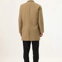 Allegra K Men's Trench Coat Slim Fit Winter Notched Lapel Single Breasted Long Jacket Overcoat