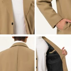 Allegra K Men's Trench Coat Slim Fit Winter Notched Lapel Single Breasted Long Jacket Overcoat