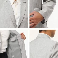 Allegra K Men's Blazer Slim Fit Casual Sport Coat Two Button Formal Business Suit Jacket