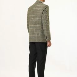 Allegra K Men's Dress Plaid Blazer Single Breasted Slim Fit Two Buttons Checked Sports Coat Suit