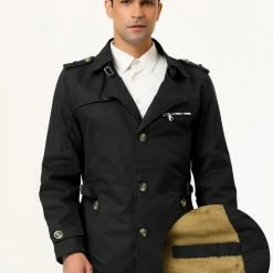 Allegra K Men's Trench Jacket Single Breasted Notch Lapel Winter Coat Overcoat 47 Allegra K Men's Trench Jacket Single Breasted Notch Lapel Winter Coat Overcoat