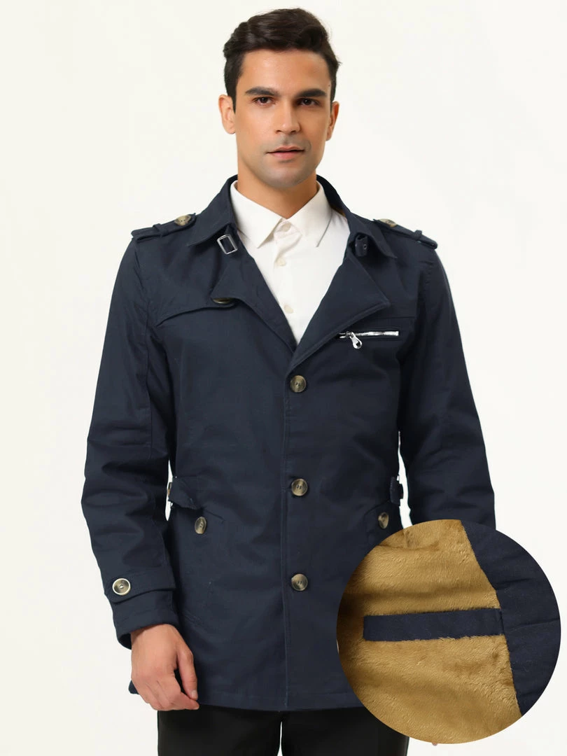 Allegra K Men's Trench Jacket Single Breasted Notch Lapel Winter Coat Overcoat 5 Allegra K Men's Trench Jacket Single Breasted Notch Lapel Winter Coat Overcoat