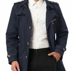 Allegra K Men's Trench Jacket Single Breasted Notch Lapel Winter Coat Overcoat 36 Allegra K Men's Trench Jacket Single Breasted Notch Lapel Winter Coat Overcoat