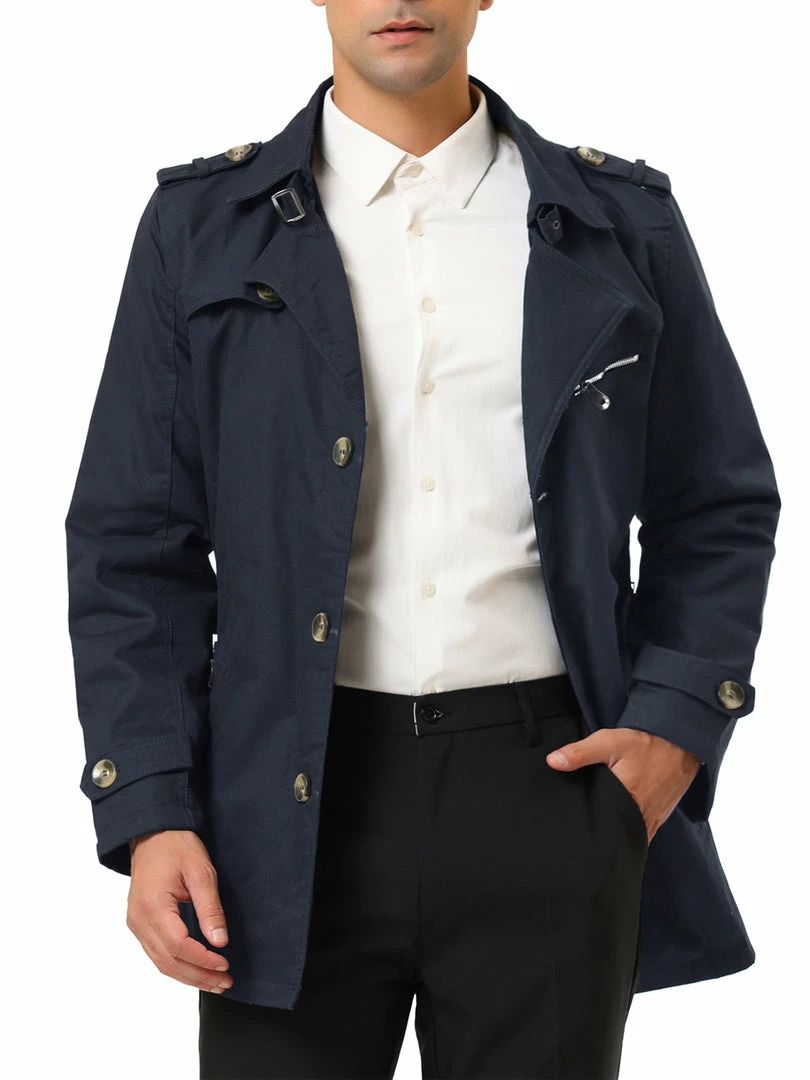 Allegra K Men's Trench Jacket Single Breasted Notch Lapel Winter Coat Overcoat 6 Allegra K Men's Trench Jacket Single Breasted Notch Lapel Winter Coat Overcoat