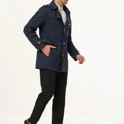 Allegra K Men's Trench Jacket Single Breasted Notch Lapel Winter Coat Overcoat 37 Allegra K Men's Trench Jacket Single Breasted Notch Lapel Winter Coat Overcoat