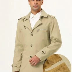Allegra K Men's Trench Jacket Single Breasted Notch Lapel Winter Coat Overcoat 59 Allegra K Men's Trench Jacket Single Breasted Notch Lapel Winter Coat Overcoat