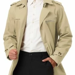 Allegra K Men's Trench Jacket Single Breasted Notch Lapel Winter Coat Overcoat 60 Allegra K Men's Trench Jacket Single Breasted Notch Lapel Winter Coat Overcoat