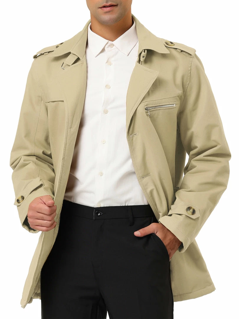Allegra K Men's Trench Jacket Single Breasted Notch Lapel Winter Coat Overcoat 30 Allegra K Men's Trench Jacket Single Breasted Notch Lapel Winter Coat Overcoat