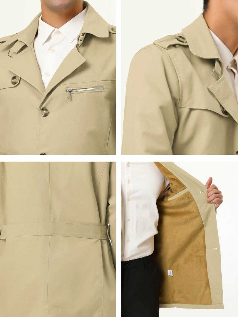 Allegra K Men's Trench Jacket Single Breasted Notch Lapel Winter Coat Overcoat 33 Allegra K Men's Trench Jacket Single Breasted Notch Lapel Winter Coat Overcoat