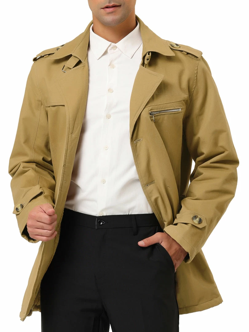 Allegra K Men's Trench Jacket Single Breasted Notch Lapel Winter Coat Overcoat 12 Allegra K Men's Trench Jacket Single Breasted Notch Lapel Winter Coat Overcoat
