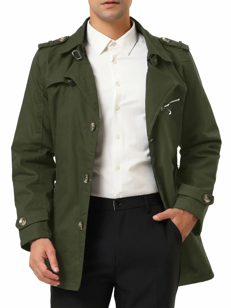 Allegra K Men's Trench Jacket Single Breasted Notch Lapel Winter Coat Overcoat 24 Allegra K Men's Trench Jacket Single Breasted Notch Lapel Winter Coat Overcoat