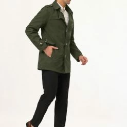 Allegra K Men's Trench Jacket Single Breasted Notch Lapel Winter Coat Overcoat 55 Allegra K Men's Trench Jacket Single Breasted Notch Lapel Winter Coat Overcoat