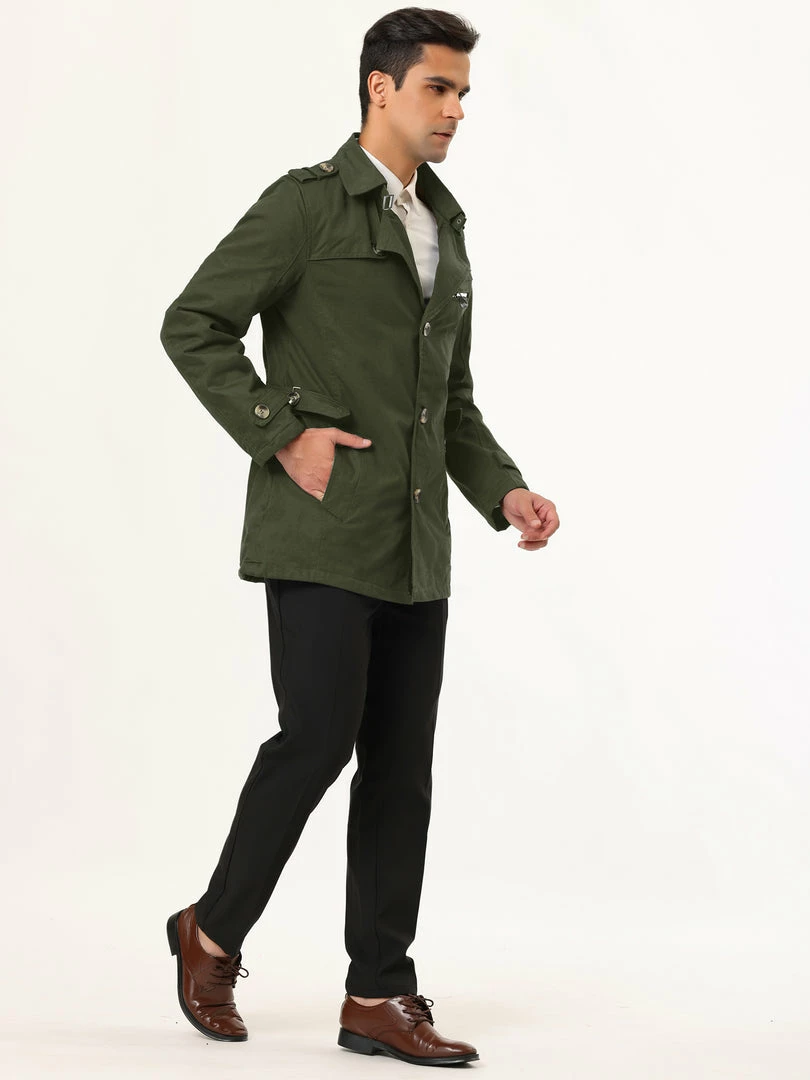 Allegra K Men's Trench Jacket Single Breasted Notch Lapel Winter Coat Overcoat 25 Allegra K Men's Trench Jacket Single Breasted Notch Lapel Winter Coat Overcoat