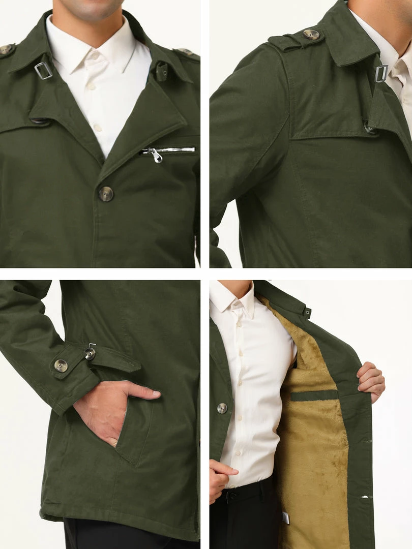 Allegra K Men's Trench Jacket Single Breasted Notch Lapel Winter Coat Overcoat 27 Allegra K Men's Trench Jacket Single Breasted Notch Lapel Winter Coat Overcoat