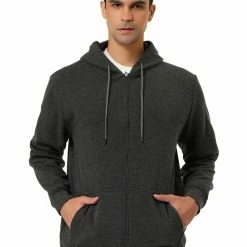 Allegra K Men's Sherpa Fleece Lined Hoodie Jacket Full-Zip Heavyweight Long Sleeves Sweatshirt With Pockets 60 Allegra K Men's Sherpa Fleece Lined Hoodie Jacket Full-Zip Heavyweight Long Sleeves Sweatshirt With Pockets