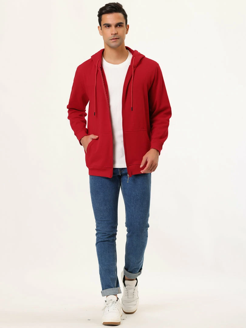 Allegra K Men's Sherpa Fleece Lined Hoodie Jacket Full-Zip Heavyweight Long Sleeves Sweatshirt With Pockets 43 Allegra K Men's Sherpa Fleece Lined Hoodie Jacket Full-Zip Heavyweight Long Sleeves Sweatshirt With Pockets