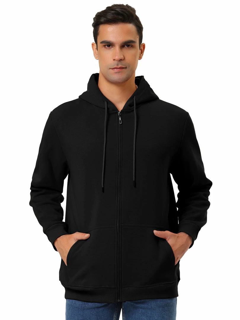 Allegra K Men's Sherpa Fleece Lined Hoodie Jacket Full-Zip Heavyweight Long Sleeves Sweatshirt With Pockets 6 Allegra K Men's Sherpa Fleece Lined Hoodie Jacket Full-Zip Heavyweight Long Sleeves Sweatshirt With Pockets