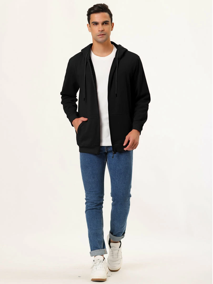 Allegra K Men's Sherpa Fleece Lined Hoodie Jacket Full-Zip Heavyweight Long Sleeves Sweatshirt With Pockets 7 Allegra K Men's Sherpa Fleece Lined Hoodie Jacket Full-Zip Heavyweight Long Sleeves Sweatshirt With Pockets