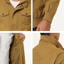 Allegra K Men's Windbreaker Stand Collar Zip Up Multi Pockets Cargo Jackets 33 Allegra K Men's Windbreaker Stand Collar Zip Up Multi Pockets Cargo Jackets