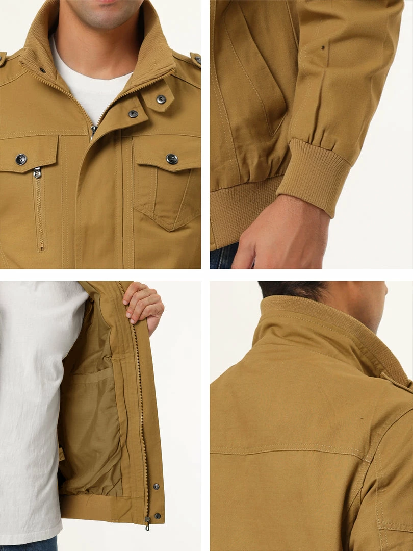 Allegra K Men's Windbreaker Stand Collar Zip Up Multi Pockets Cargo Jackets 15 Allegra K Men's Windbreaker Stand Collar Zip Up Multi Pockets Cargo Jackets