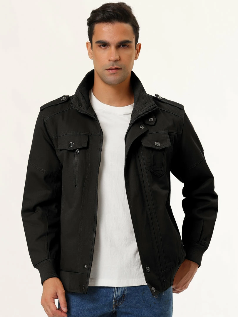 Allegra K Men's Windbreaker Stand Collar Zip Up Multi Pockets Cargo Jackets 18 Allegra K Men's Windbreaker Stand Collar Zip Up Multi Pockets Cargo Jackets