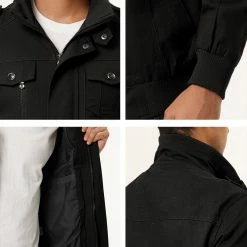 Allegra K Men's Windbreaker Stand Collar Zip Up Multi Pockets Cargo Jackets 39 Allegra K Men's Windbreaker Stand Collar Zip Up Multi Pockets Cargo Jackets