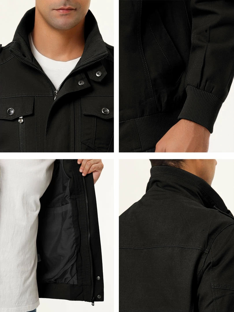 Allegra K Men's Windbreaker Stand Collar Zip Up Multi Pockets Cargo Jackets 21 Allegra K Men's Windbreaker Stand Collar Zip Up Multi Pockets Cargo Jackets