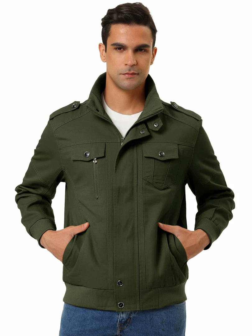 Allegra K Men's Windbreaker Stand Collar Zip Up Multi Pockets Cargo Jackets 5 Allegra K Men's Windbreaker Stand Collar Zip Up Multi Pockets Cargo Jackets