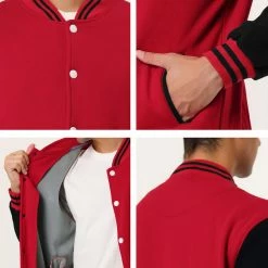 Allegra K Men's Varsity Baseball Jacket Button Down Color Block School Uniform Bomber Jackets Coats & Outerwear