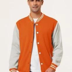 Allegra K Men's Varsity Baseball Jacket Button Down Color Block School Uniform Bomber Jackets Coats & Outerwear