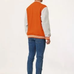 Allegra K Men's Varsity Baseball Jacket Button Down Color Block School Uniform Bomber Jackets Coats & Outerwear