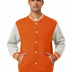Allegra K Men's Varsity Baseball Jacket Button Down Color Block School Uniform Bomber Jackets Coats & Outerwear