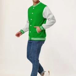 Allegra K Men's Varsity Baseball Jacket Button Down Color Block School Uniform Bomber Jackets Coats & Outerwear