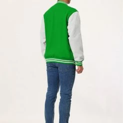 Allegra K Men's Varsity Baseball Jacket Button Down Color Block School Uniform Bomber Jackets Coats & Outerwear