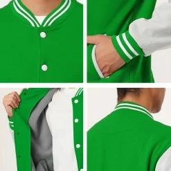Allegra K Men's Varsity Baseball Jacket Button Down Color Block School Uniform Bomber Jackets Coats & Outerwear