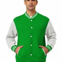 Allegra K Men's Varsity Baseball Jacket Button Down Color Block School Uniform Bomber Jackets Coats & Outerwear