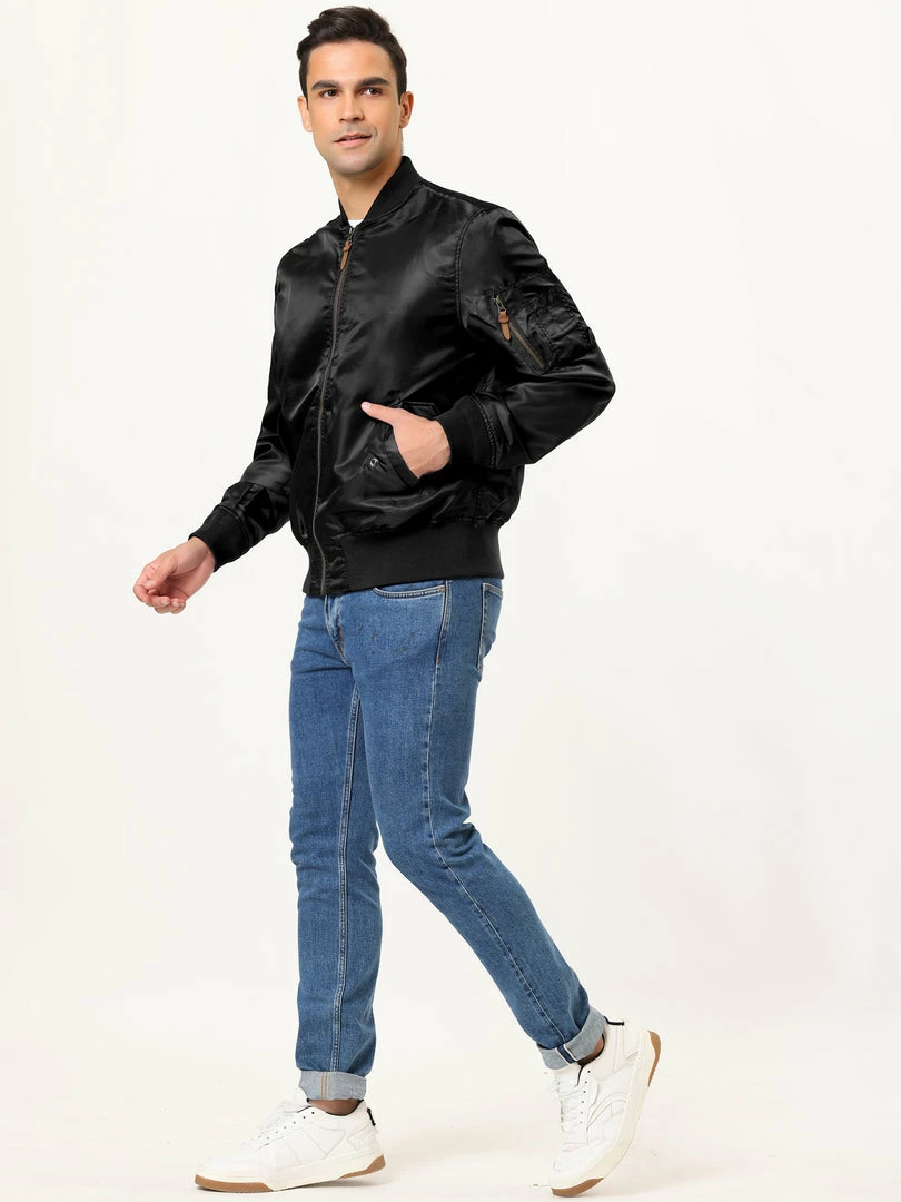Allegra K Men's Bomber Jacket Casual Full Zipper Outwear Lightweight Flight Jackets Coat 7 Allegra K Men's Bomber Jacket Casual Full Zipper Outwear Lightweight Flight Jackets Coat