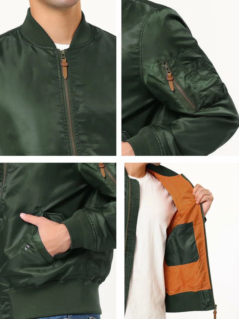 Allegra K Men's Bomber Jacket Casual Full Zipper Outwear Lightweight Flight Jackets Coat 15 Allegra K Men's Bomber Jacket Casual Full Zipper Outwear Lightweight Flight Jackets Coat