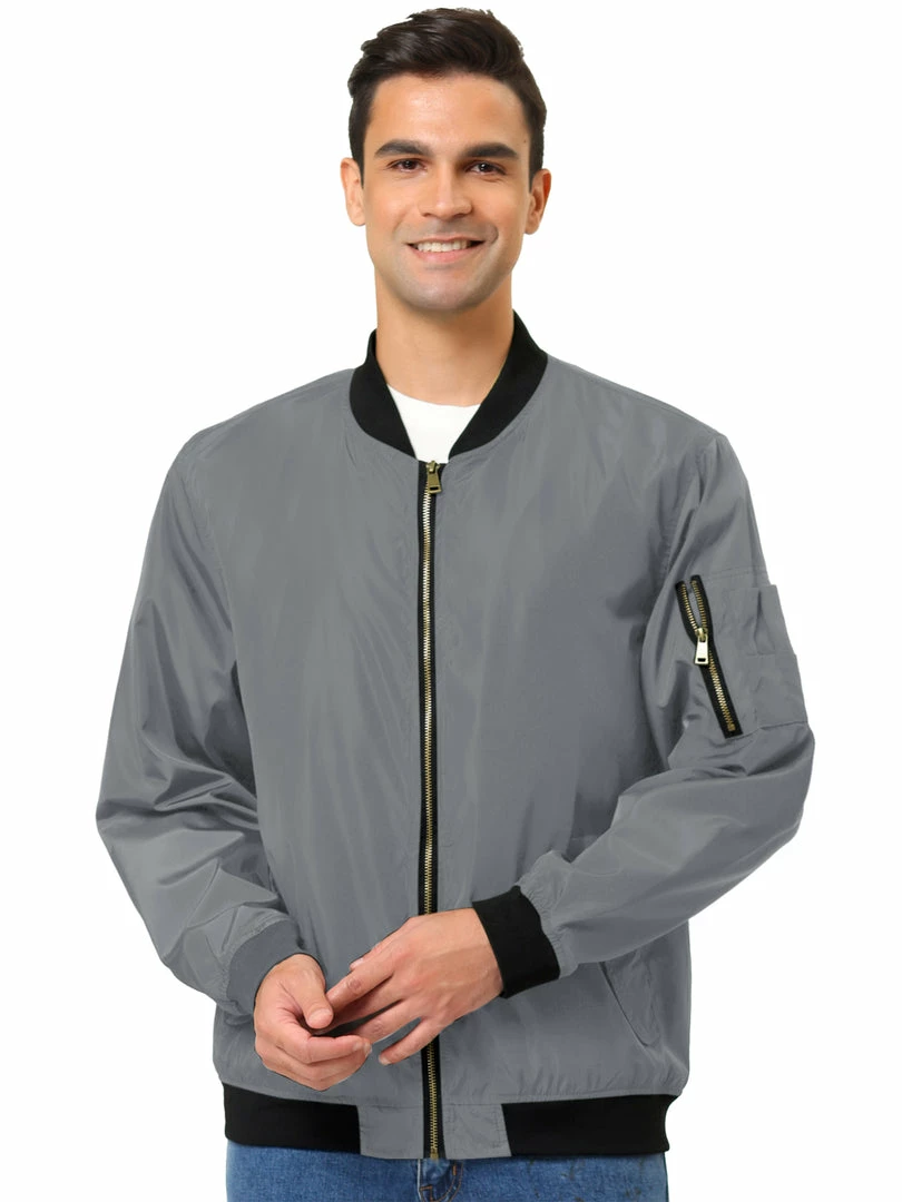 Allegra K Men's Varsity Bomber Jacket Zipper Lightweight Baseball Flight Jackets 11 Allegra K Men's Varsity Bomber Jacket Zipper Lightweight Baseball Flight Jackets