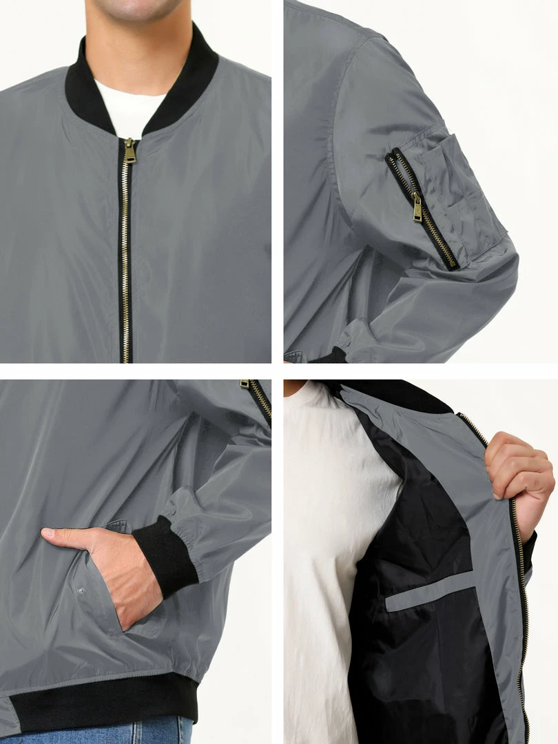 Allegra K Men's Varsity Bomber Jacket Zipper Lightweight Baseball Flight Jackets 15 Allegra K Men's Varsity Bomber Jacket Zipper Lightweight Baseball Flight Jackets