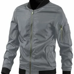 Allegra K Men's Varsity Bomber Jacket Zipper Lightweight Baseball Flight Jackets 34 Allegra K Men's Varsity Bomber Jacket Zipper Lightweight Baseball Flight Jackets