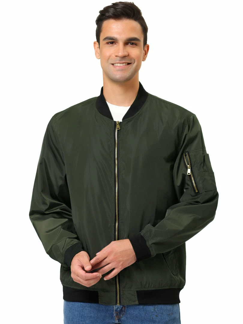 Allegra K Men's Varsity Bomber Jacket Zipper Lightweight Baseball Flight Jackets 5 Allegra K Men's Varsity Bomber Jacket Zipper Lightweight Baseball Flight Jackets