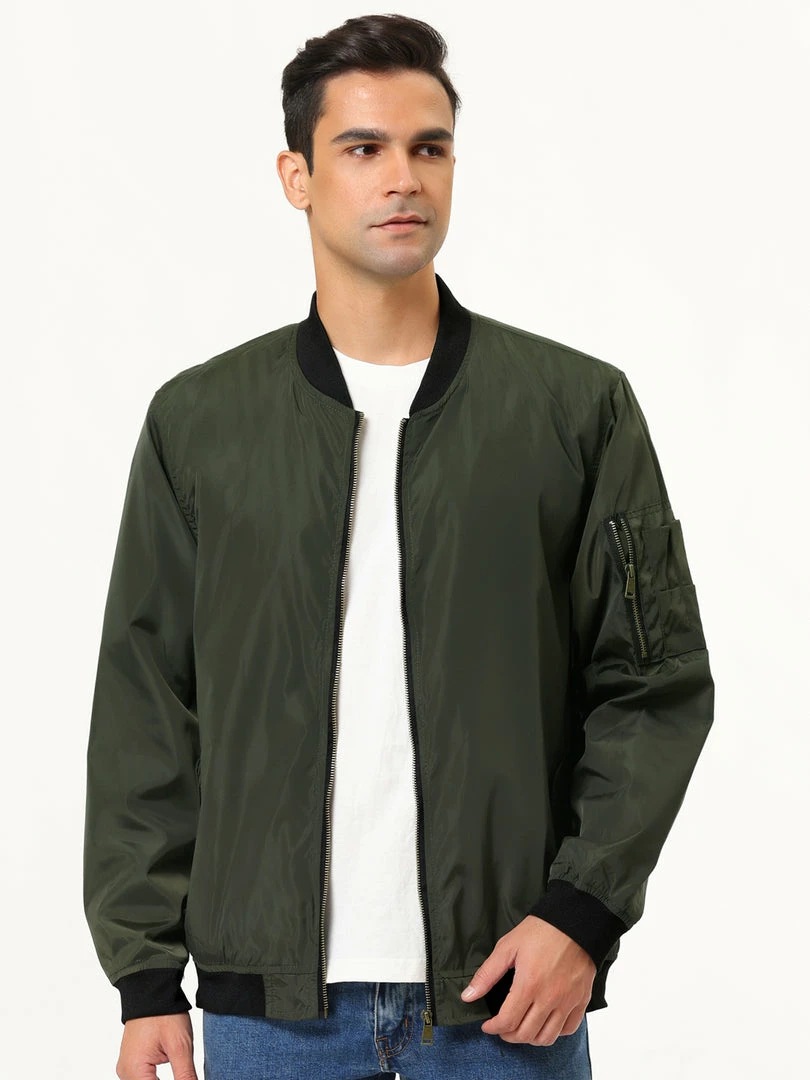 Allegra K Men's Varsity Bomber Jacket Zipper Lightweight Baseball Flight Jackets 6 Allegra K Men's Varsity Bomber Jacket Zipper Lightweight Baseball Flight Jackets