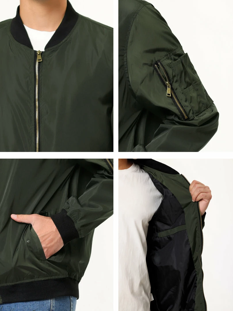 Allegra K Men's Varsity Bomber Jacket Zipper Lightweight Baseball Flight Jackets 9 Allegra K Men's Varsity Bomber Jacket Zipper Lightweight Baseball Flight Jackets