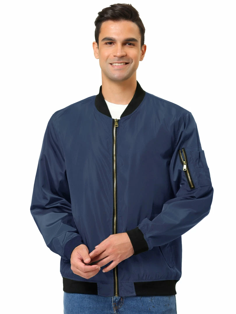 Allegra K Men's Varsity Bomber Jacket Zipper Lightweight Baseball Flight Jackets 17 Allegra K Men's Varsity Bomber Jacket Zipper Lightweight Baseball Flight Jackets