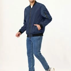 Allegra K Men's Varsity Bomber Jacket Zipper Lightweight Baseball Flight Jackets 43 Allegra K Men's Varsity Bomber Jacket Zipper Lightweight Baseball Flight Jackets