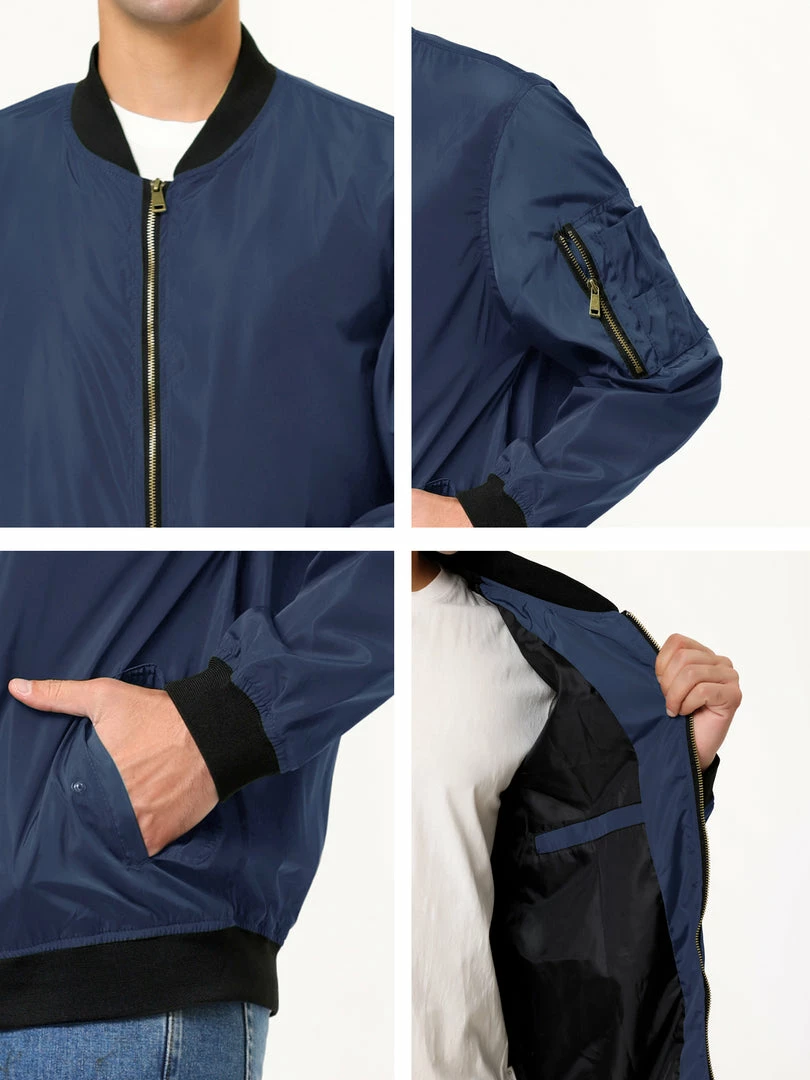 Allegra K Men's Varsity Bomber Jacket Zipper Lightweight Baseball Flight Jackets 21 Allegra K Men's Varsity Bomber Jacket Zipper Lightweight Baseball Flight Jackets