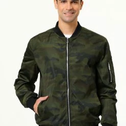 Allegra K Men's Windbreaker Slim Fit Lightweight Long Sleeved Zipper Bomber Jacket