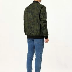 Allegra K Men's Windbreaker Slim Fit Lightweight Long Sleeved Zipper Bomber Jacket