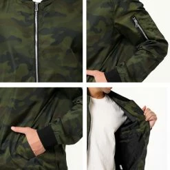 Allegra K Men's Windbreaker Slim Fit Lightweight Long Sleeved Zipper Bomber Jacket